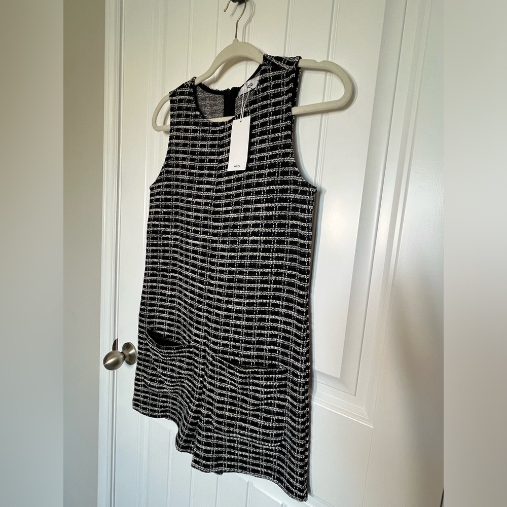 NWT Mango short tweed romper with front pockets Size S CB131 - Picture 6 of 14